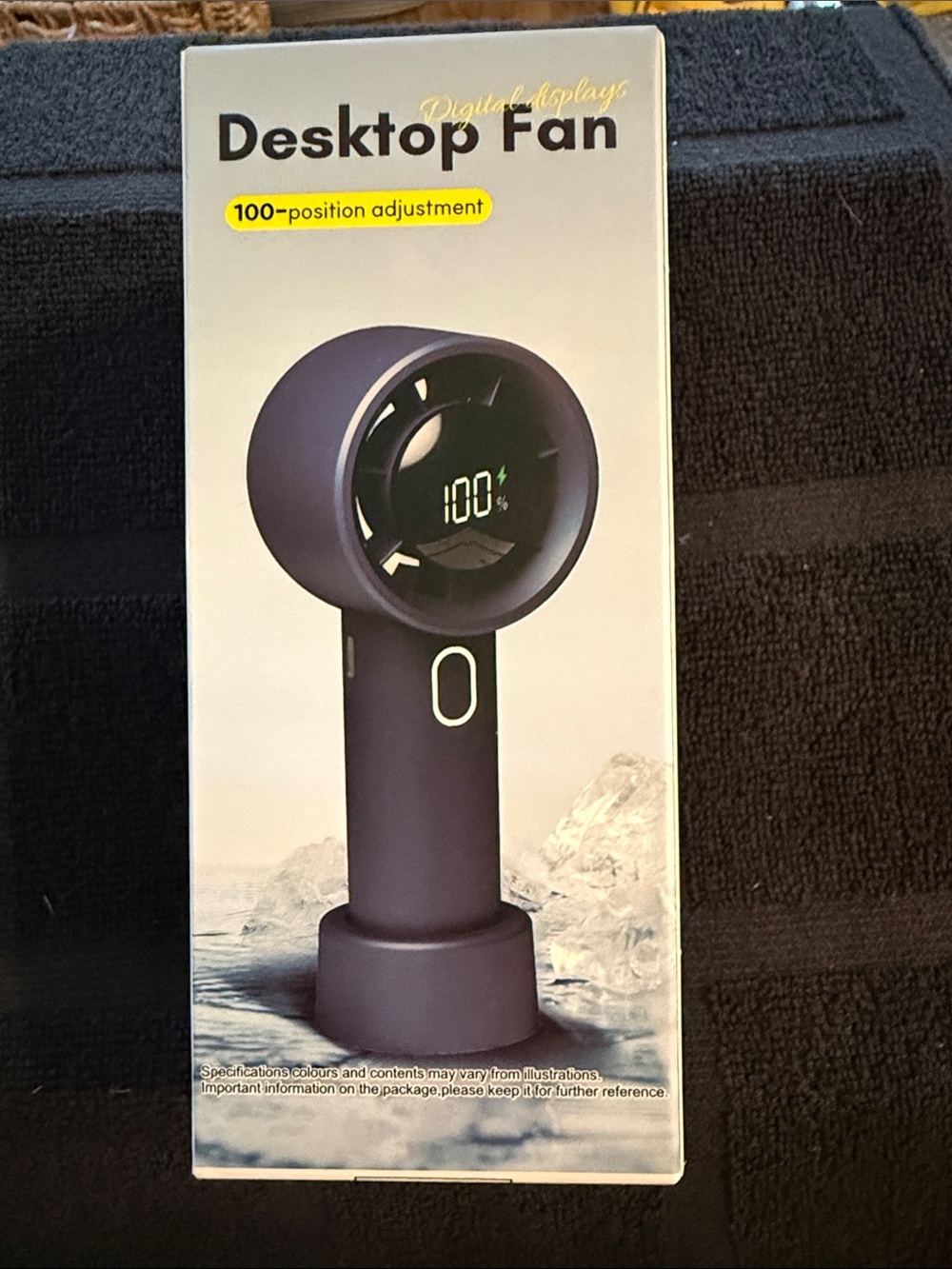 Purple Portable Desktop Fan with Digital Display